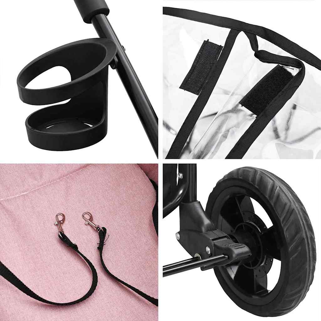 Passeggino pieghevole per animali Rosa 78 x 54 x 101 cm - homemem39