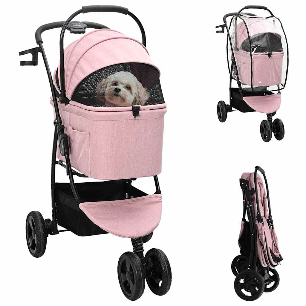 Passeggino pieghevole per animali Rosa 78 x 54 x 101 cm - homemem39