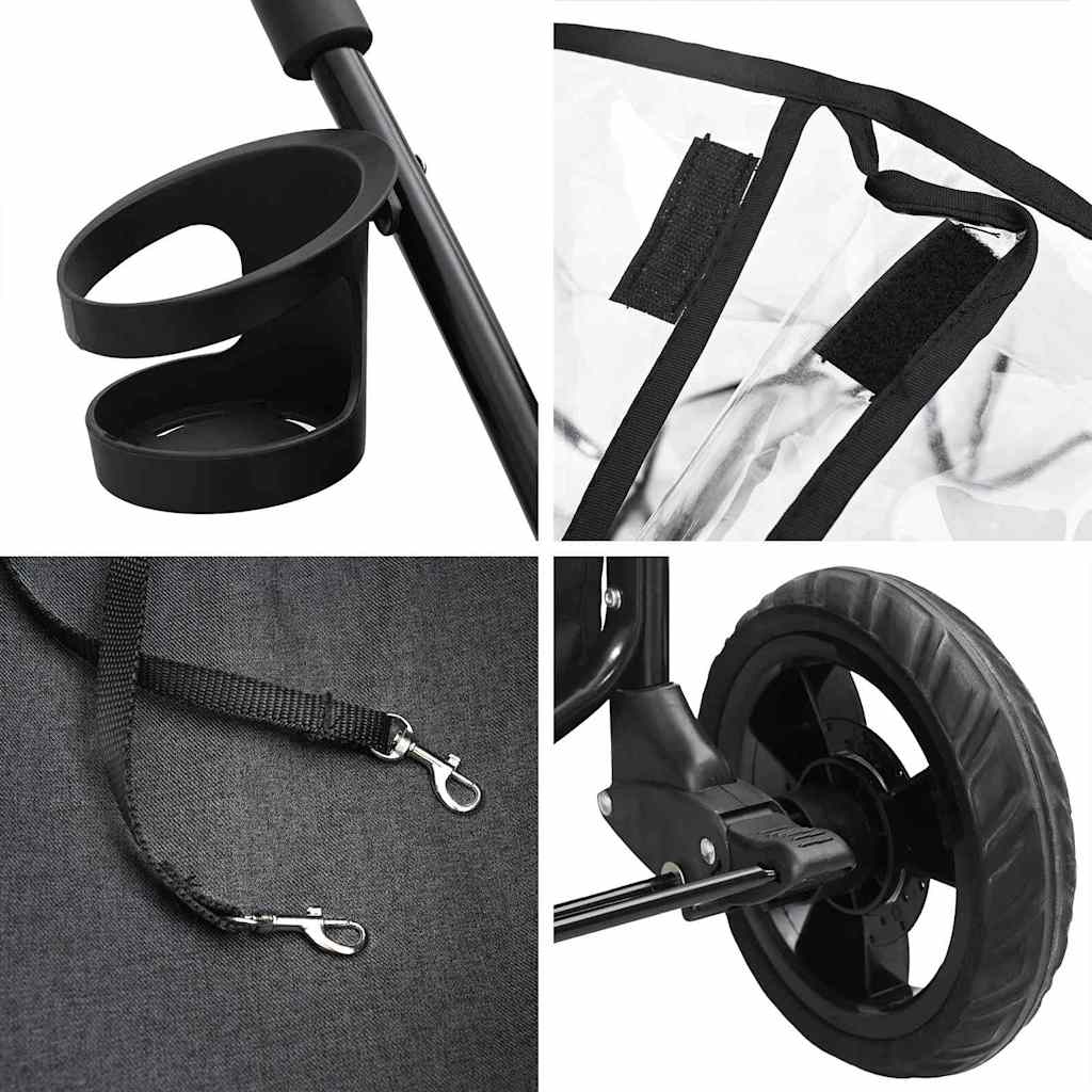 Passeggino pieghevole per animali Nero 78 x 54 x 101 cm - homemem39