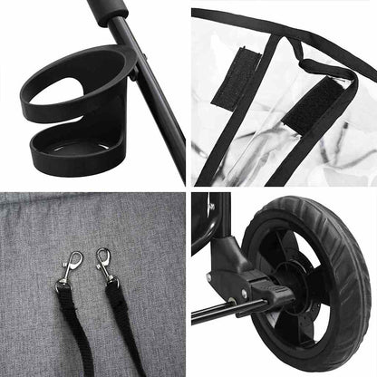 Passeggino pieghevole per animali Grigio 78 x 54 x 101 cm - homemem39