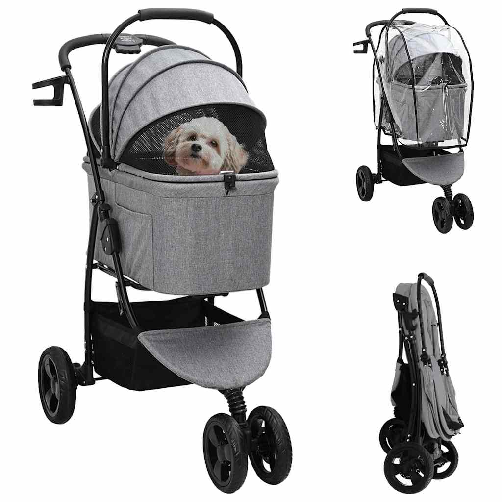 Passeggino pieghevole per animali Grigio 78 x 54 x 101 cm - homemem39