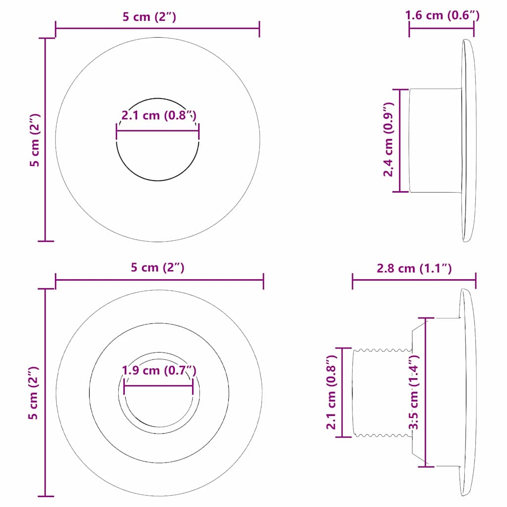 Cuscinetti per tavolo da biliardino 10 pcs Nero 5 x 5 x 2,8 cm | homemem39