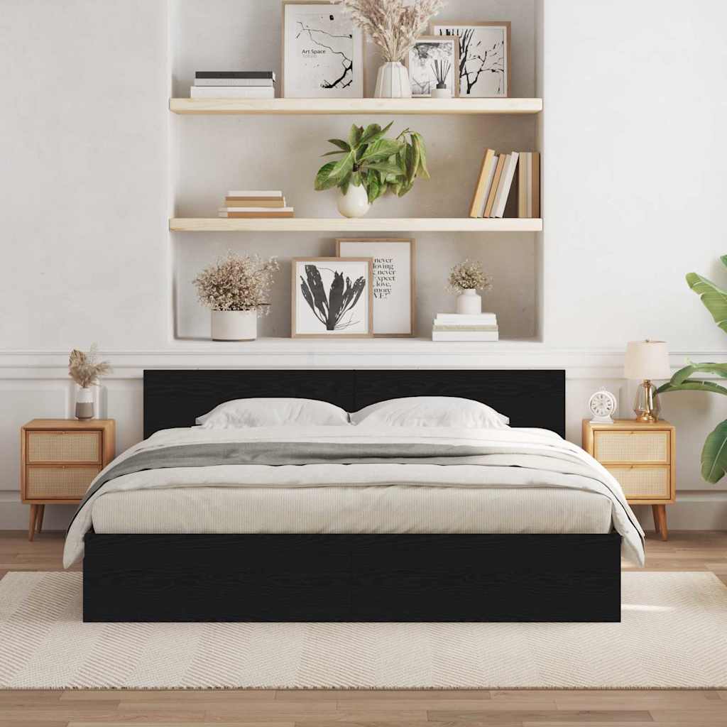 Struttura del letto con testiera Rovere Nero 203 x 185 x 70 cm | homemem39