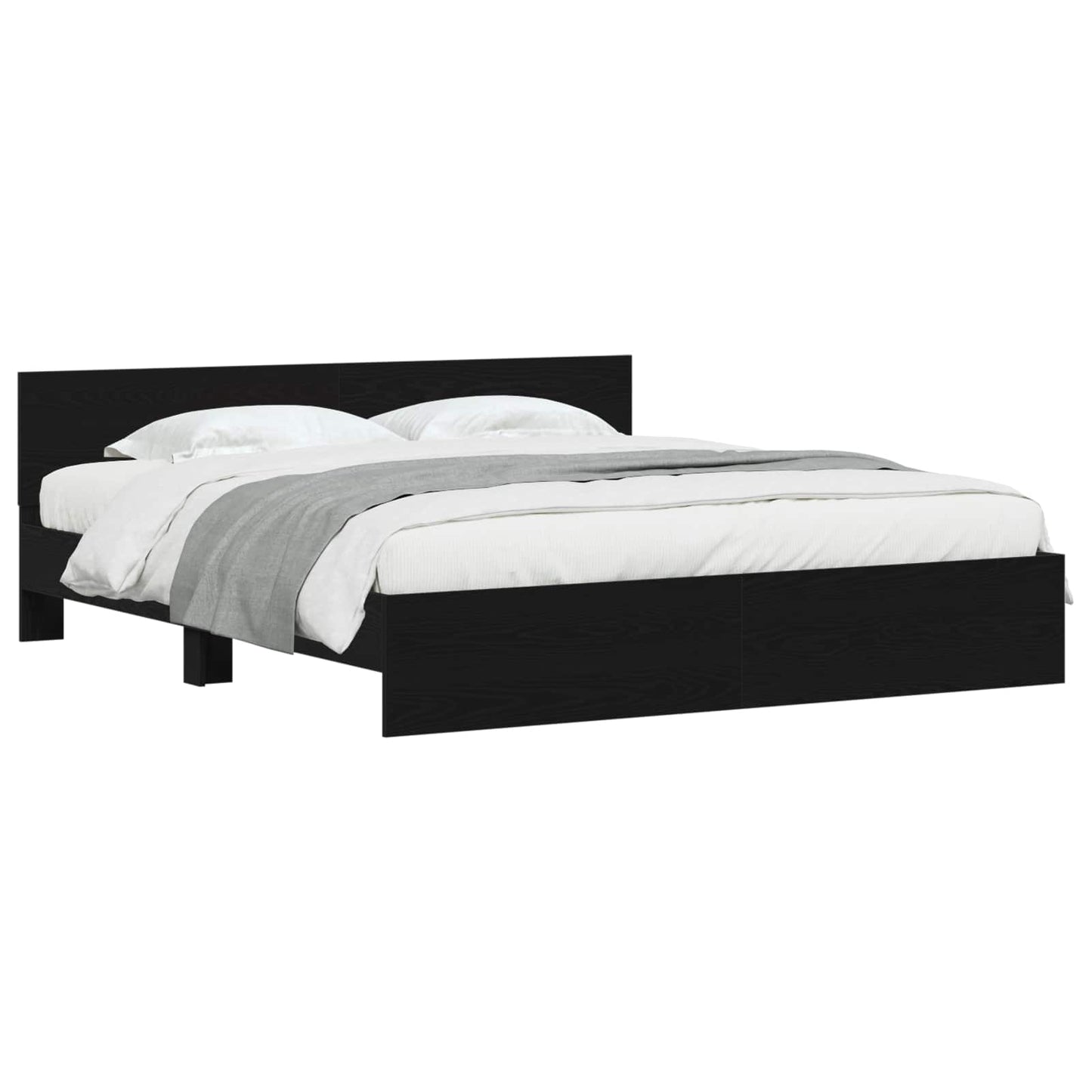 Struttura del letto con testiera Rovere Nero 203 x 185 x 70 cm | homemem39