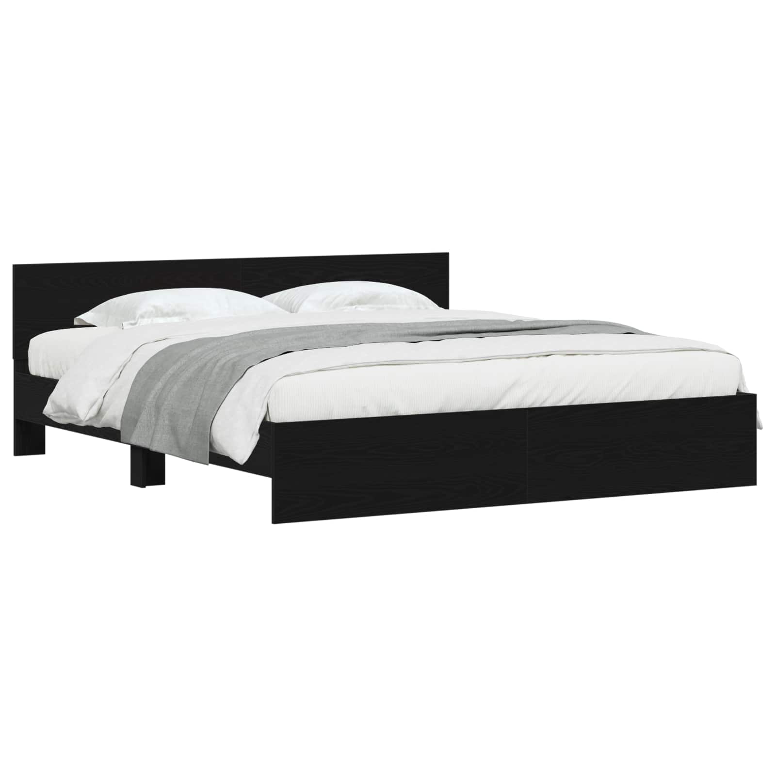 Struttura del letto con testiera Rovere Nero 203 x 185 x 70 cm | homemem39