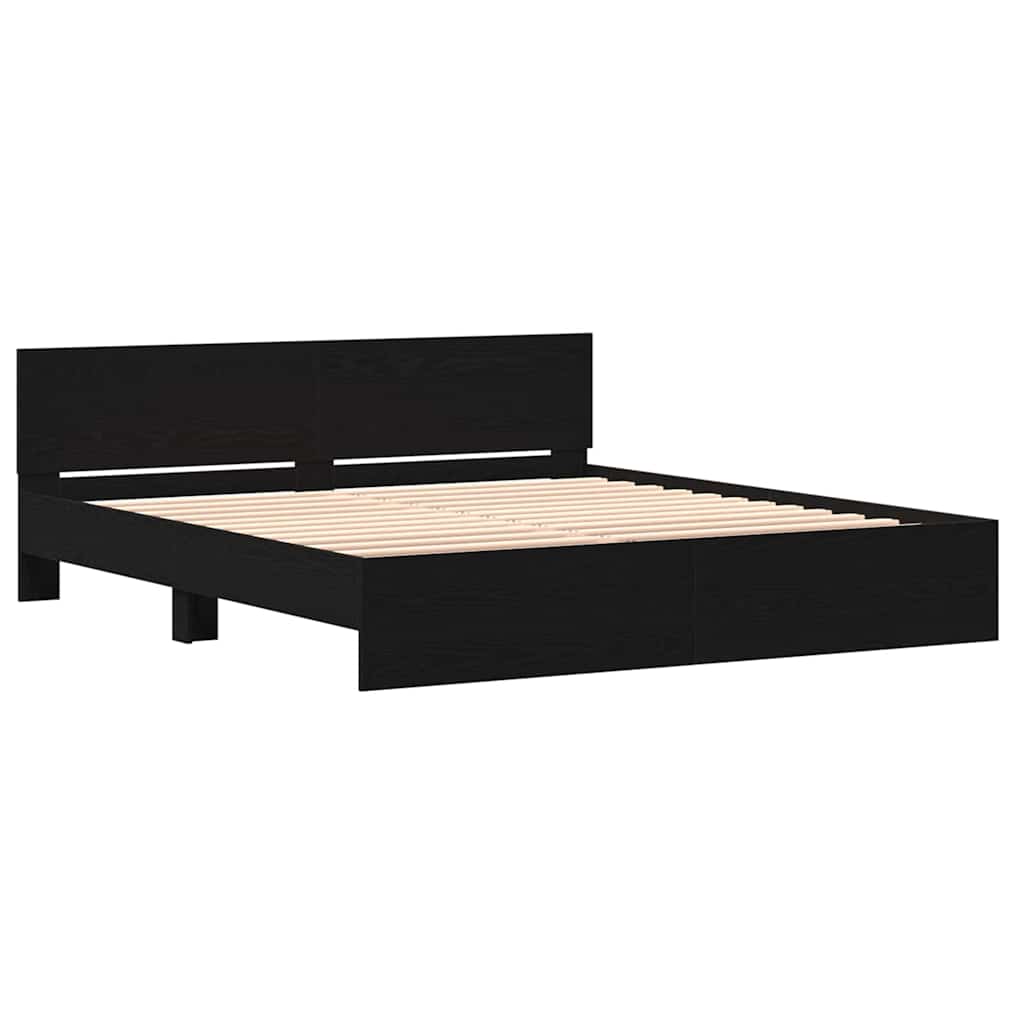 Struttura del letto con testiera Rovere Nero 203 x 185 x 70 cm | homemem39