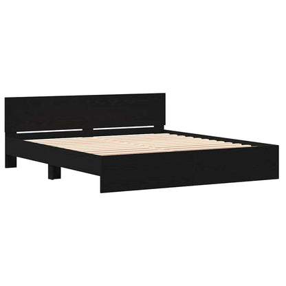Struttura del letto con testiera Rovere Nero 203 x 185 x 70 cm | homemem39