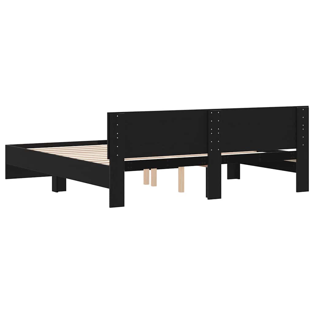 Struttura del letto con testiera Rovere Nero 203 x 185 x 70 cm | homemem39