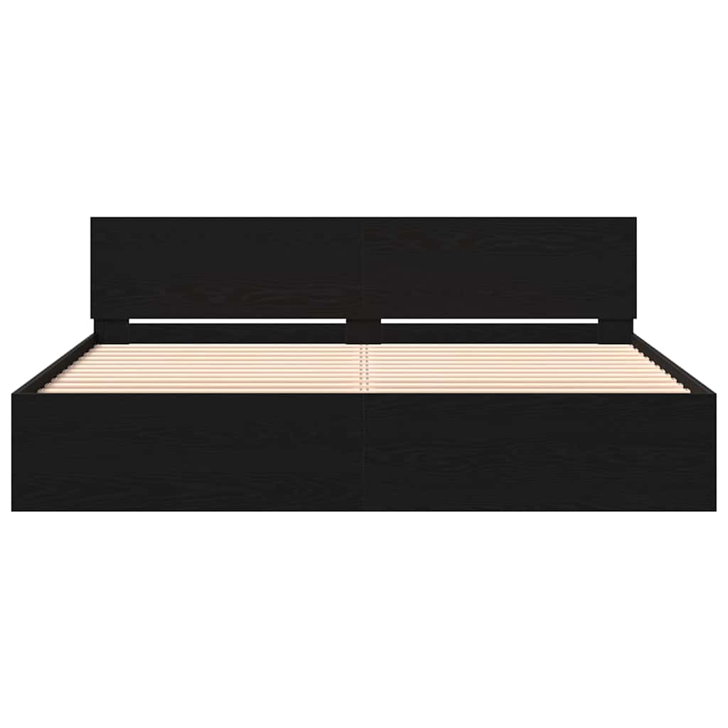 Struttura del letto con testiera Rovere Nero 203 x 185 x 70 cm | homemem39