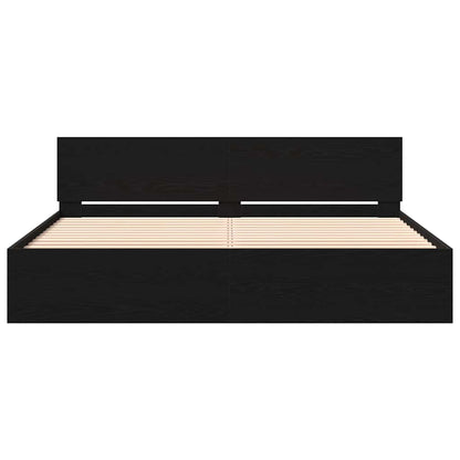 Struttura del letto con testiera Rovere Nero 203 x 185 x 70 cm | homemem39