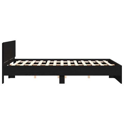 Struttura del letto con testiera Rovere Nero 203 x 185 x 70 cm | homemem39