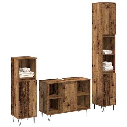 Set di mobili per il bagno con lo scaffale 3 pcs Legno vecchio | homemem39