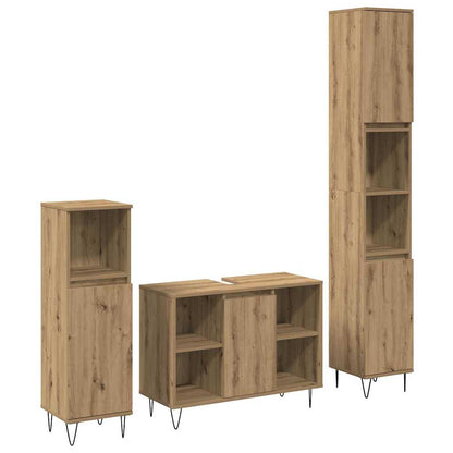 Set di mobili per il bagno 3 pz Rovere artigianale | homemem39