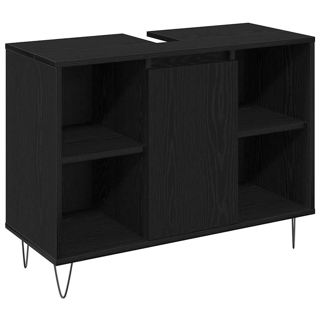 Set di mobili per il bagno 3 pcs Rovere Nero Legno multistrato | homemem39