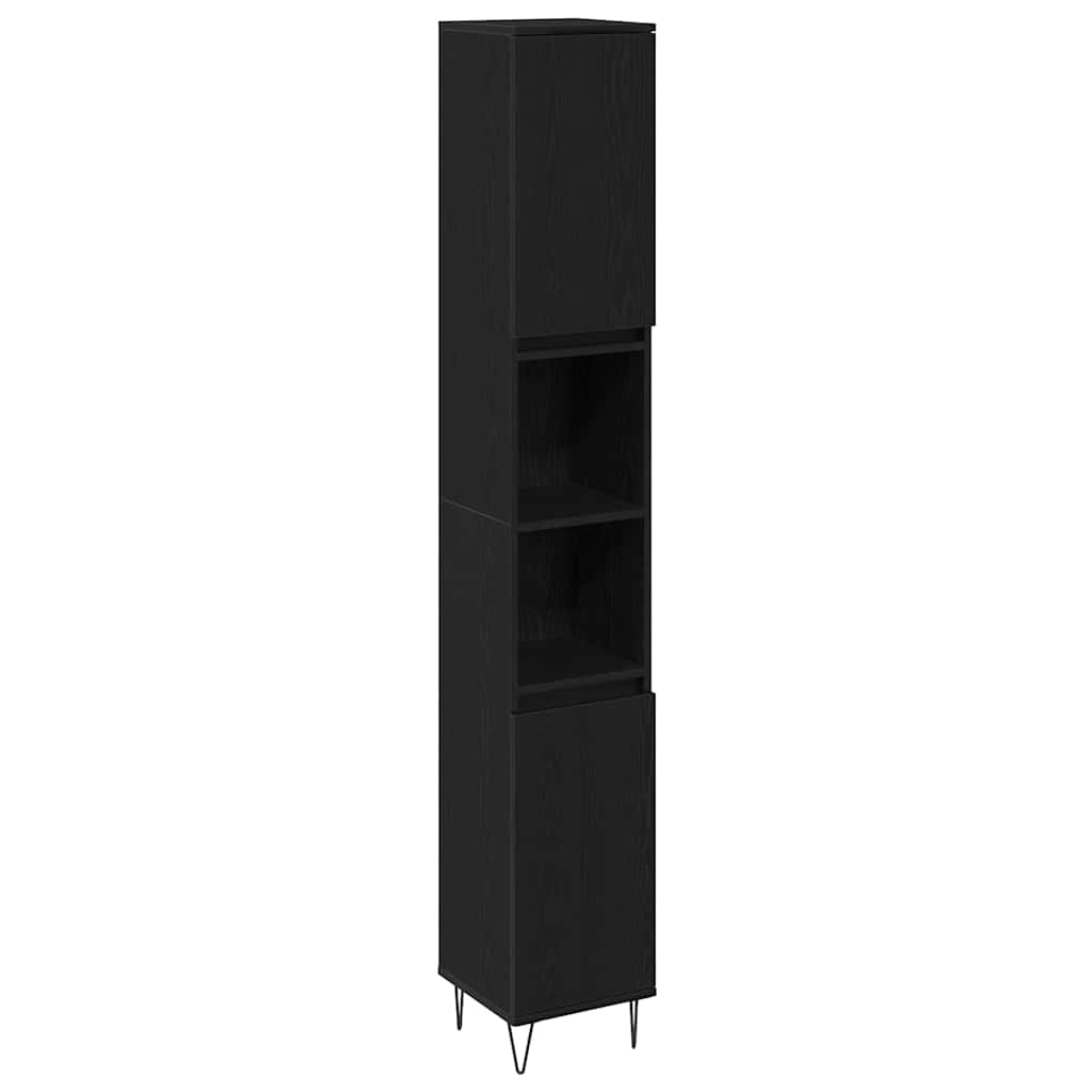 Set di mobili per il bagno 3 pcs Rovere Nero Legno multistrato | homemem39