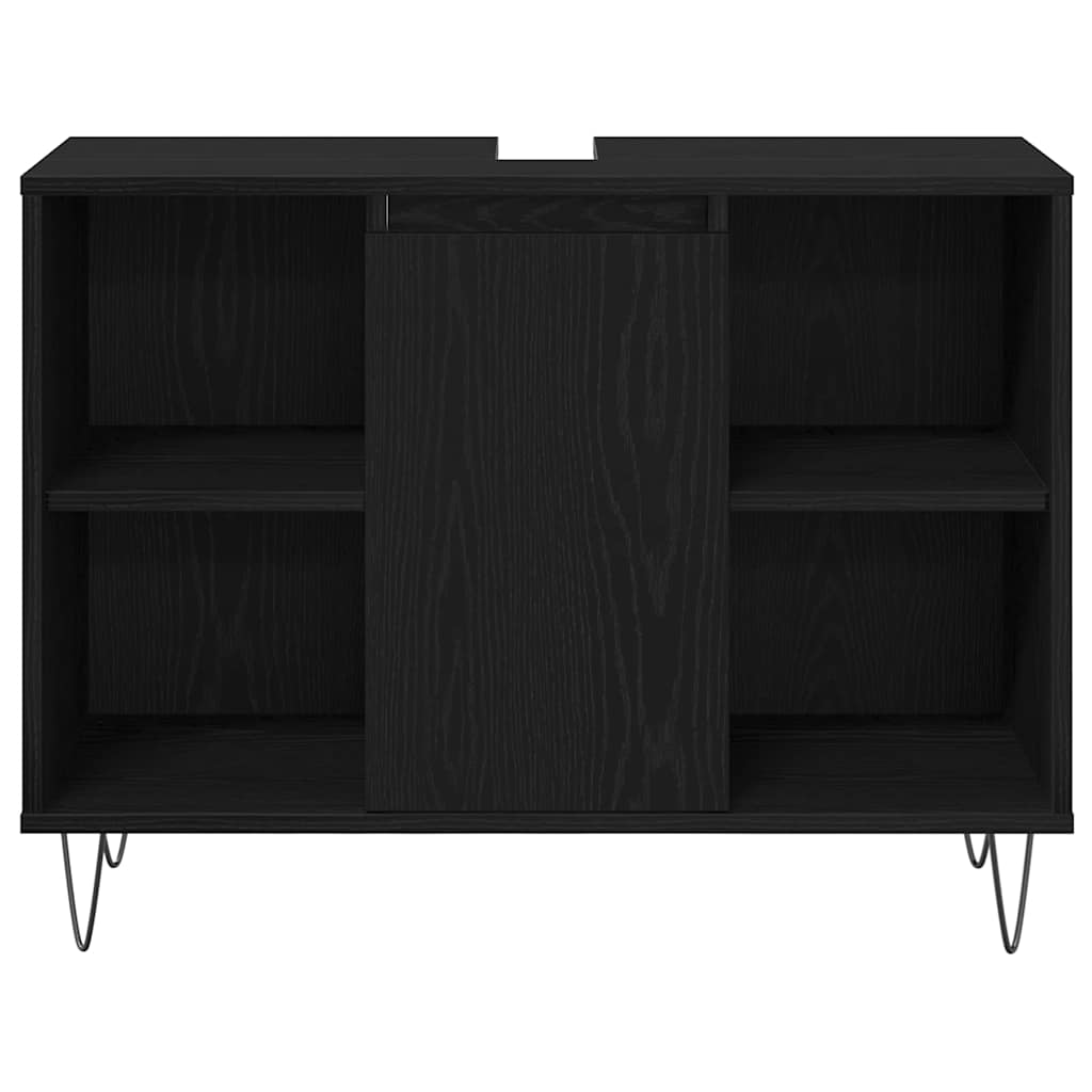 Set di mobili per il bagno 3 pcs Rovere Nero Legno multistrato | homemem39