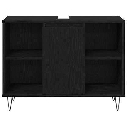 Set di mobili per il bagno 3 pcs Rovere Nero Legno multistrato | homemem39