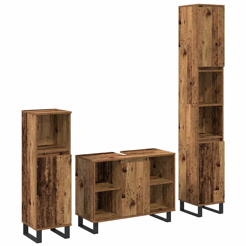 Set di mobili per il bagno 3 pcs Marrone Legno multistrato | homemem39