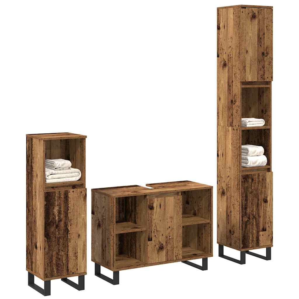 Set di mobili per il bagno 3 pcs Marrone Legno multistrato | homemem39