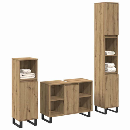 Set di mobili per il bagno 3 pz Marrone 30 x 30 x 180 cm | homemem39