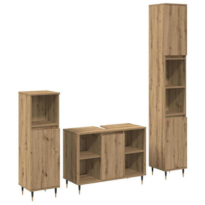 Set di mobili per il bagno 3 pz Rovere artigianale