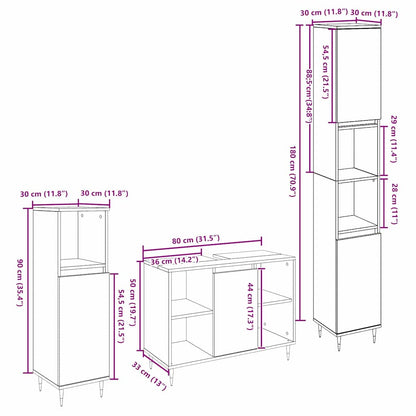 Set di mobili per il bagno con porta 3 pcs Rovere artigianale | homemem39