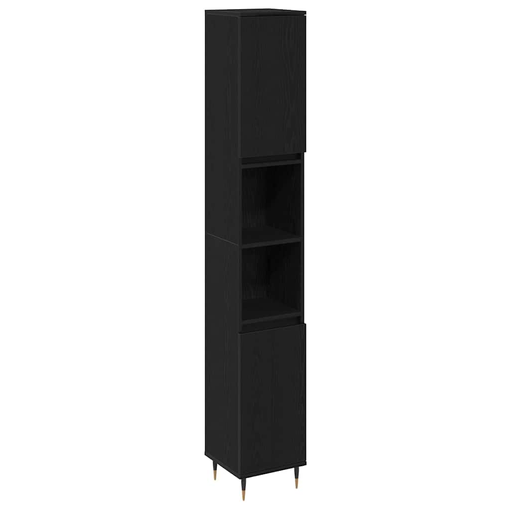 Set di mobili per il bagno 3 pcs Rovere Nero Legno multistrato | homemem39
