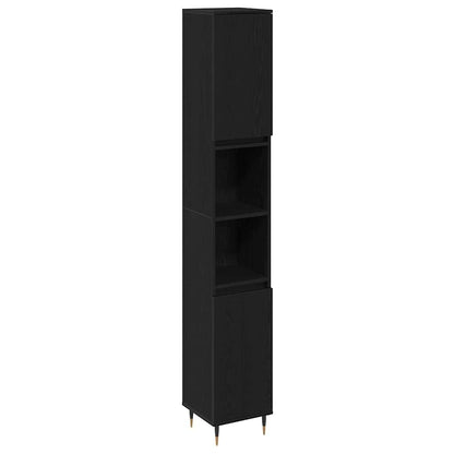 Set di mobili per il bagno 3 pcs Rovere Nero Legno multistrato | homemem39