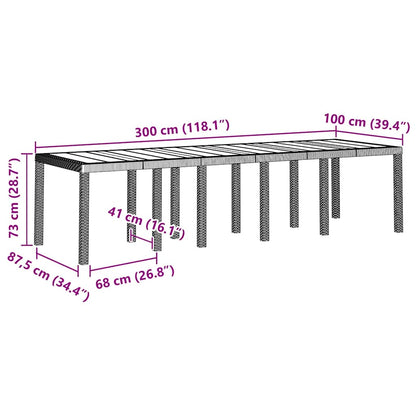Tavolo da Giardino Bianco 300 x 100 x 73 cm polyrattan