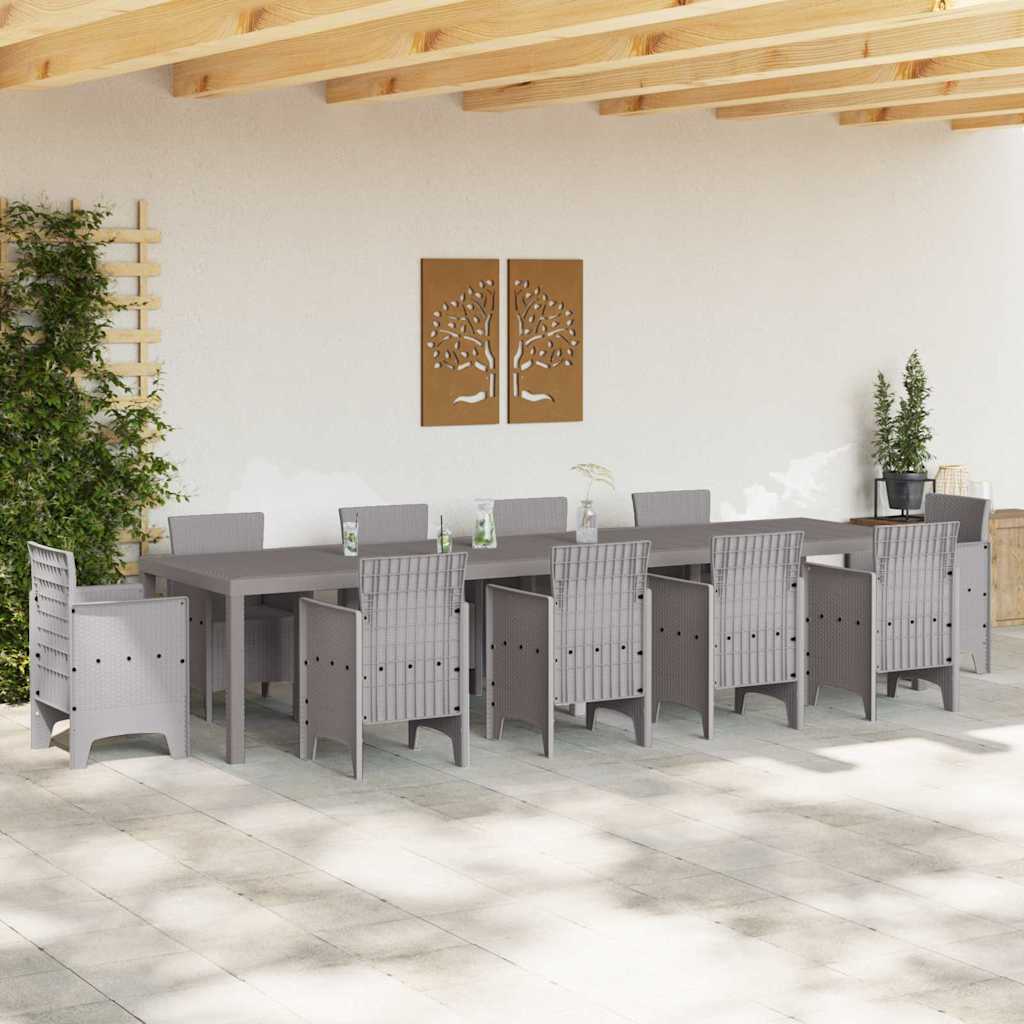 Tavolo da Giardino Grigio chiaro 350 x 100 x 74 cm polyrattan