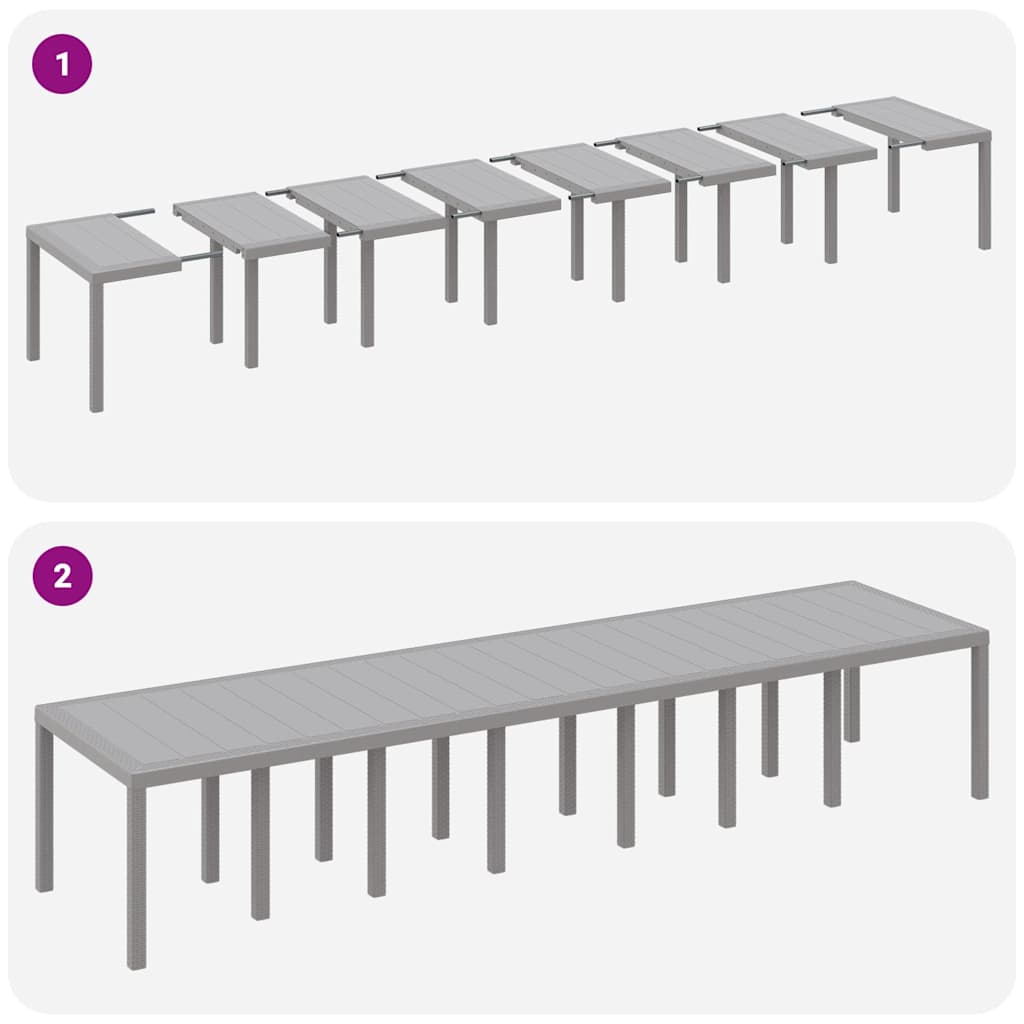 Tavolo da Giardino Grigio chiaro 400 x 100 x 73 cm polyrattan | homemem39