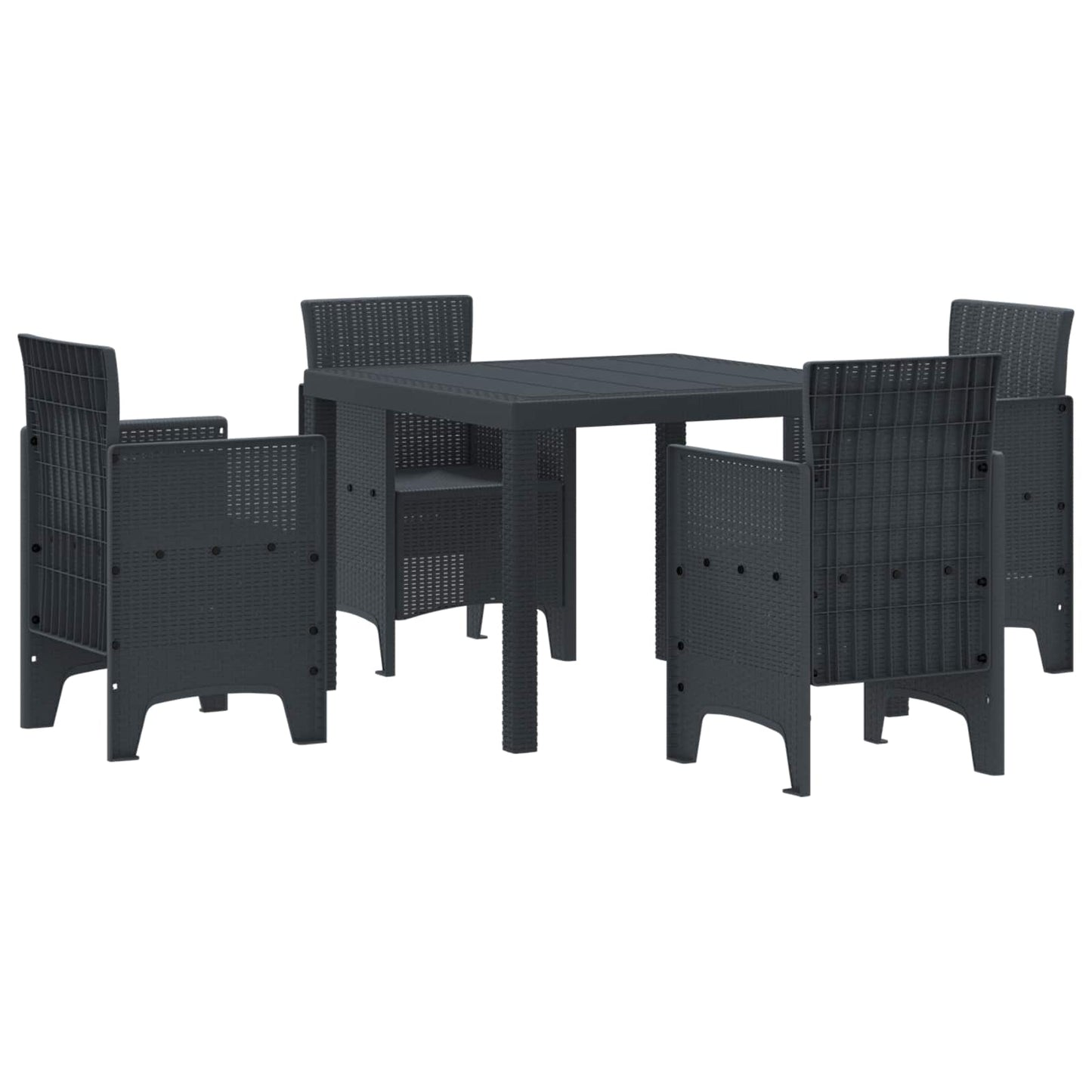 Set da Pranzo per Giardino 5 pcs Antracite Rattan Polt