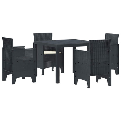 Set da Pranzo per Giardino 5 pcs Antracite Rattan Polt