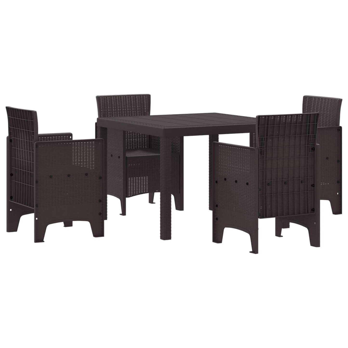 Set da Pranzo per Giardino 5 pcs Marrone Rattan Polt
