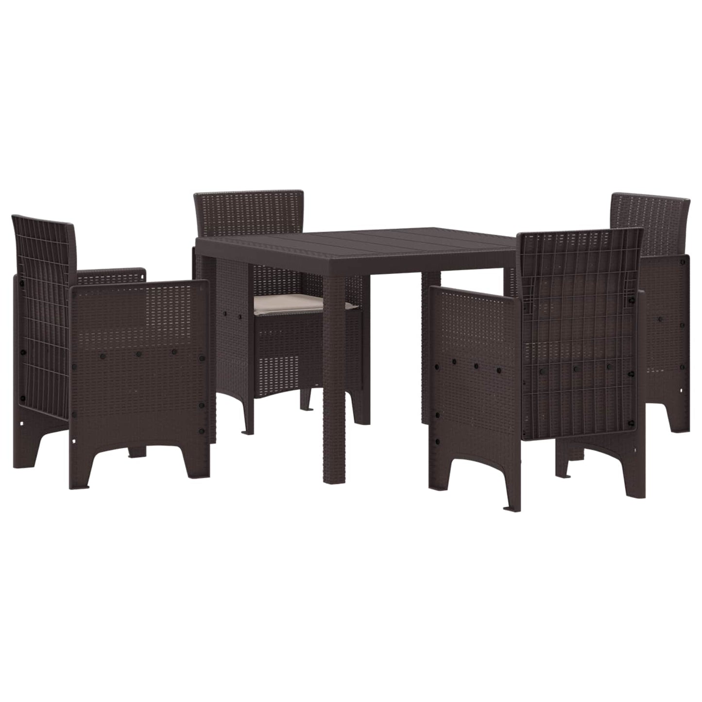 Set da Pranzo per Giardino 5 pcs Marrone Rattan Polt