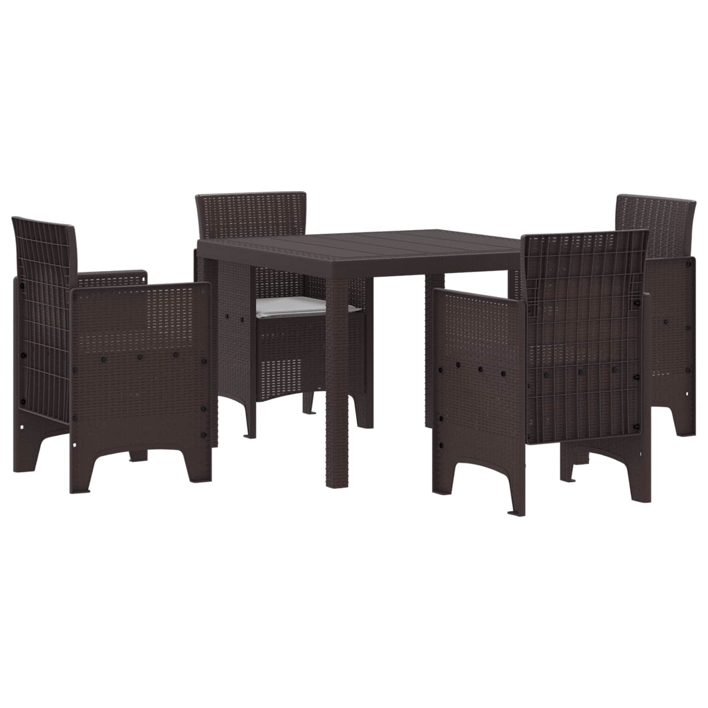 Set da Pranzo per Giardino 5 pcs Marrone Rattan Polt