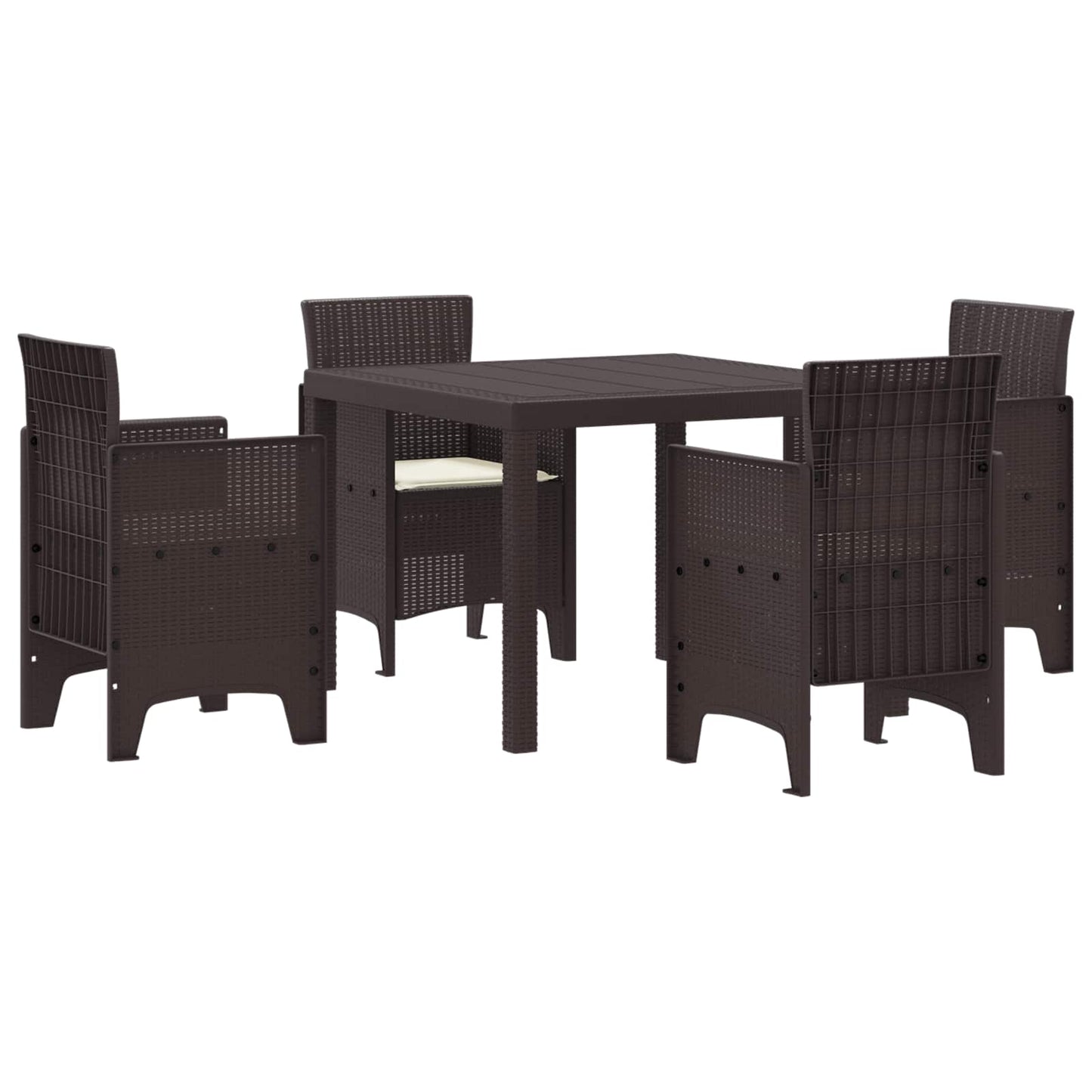 Set da Pranzo per Giardino 5 pcs Marrone Rattan Polt