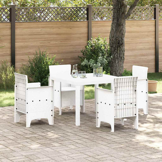 Set da Pranzo per Giardino 5 pcs Bianco Rattan Polt - homemem39