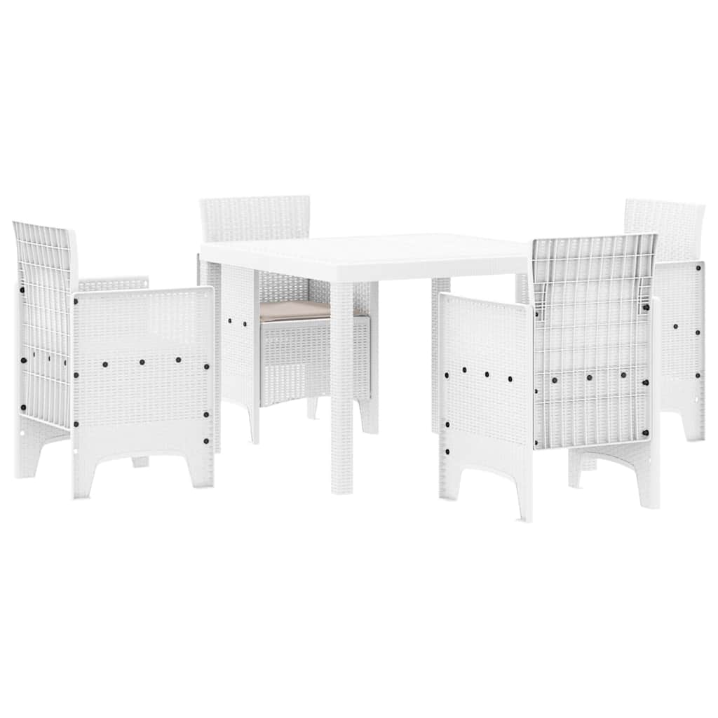 Set da Pranzo per Giardino 5 pcs Bianco Rattan Polt - homemem39