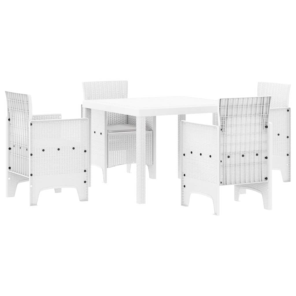 Set da Pranzo per Giardino 5 pcs Bianco Rattan Polt - homemem39