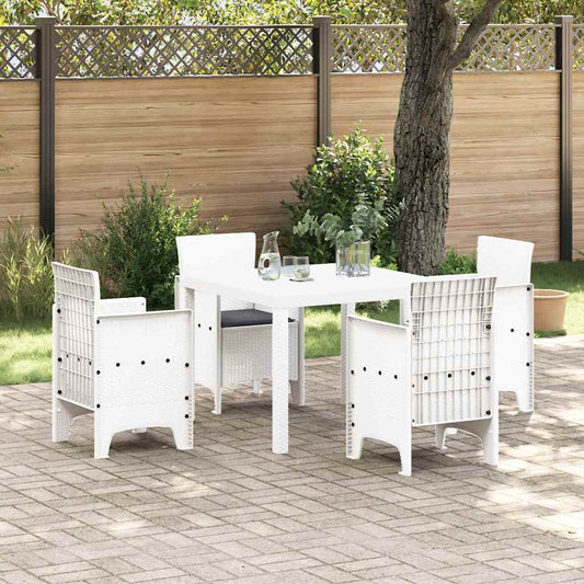 Set da Pranzo per Giardino 5 pcs Bianco Rattan Polt - homemem39