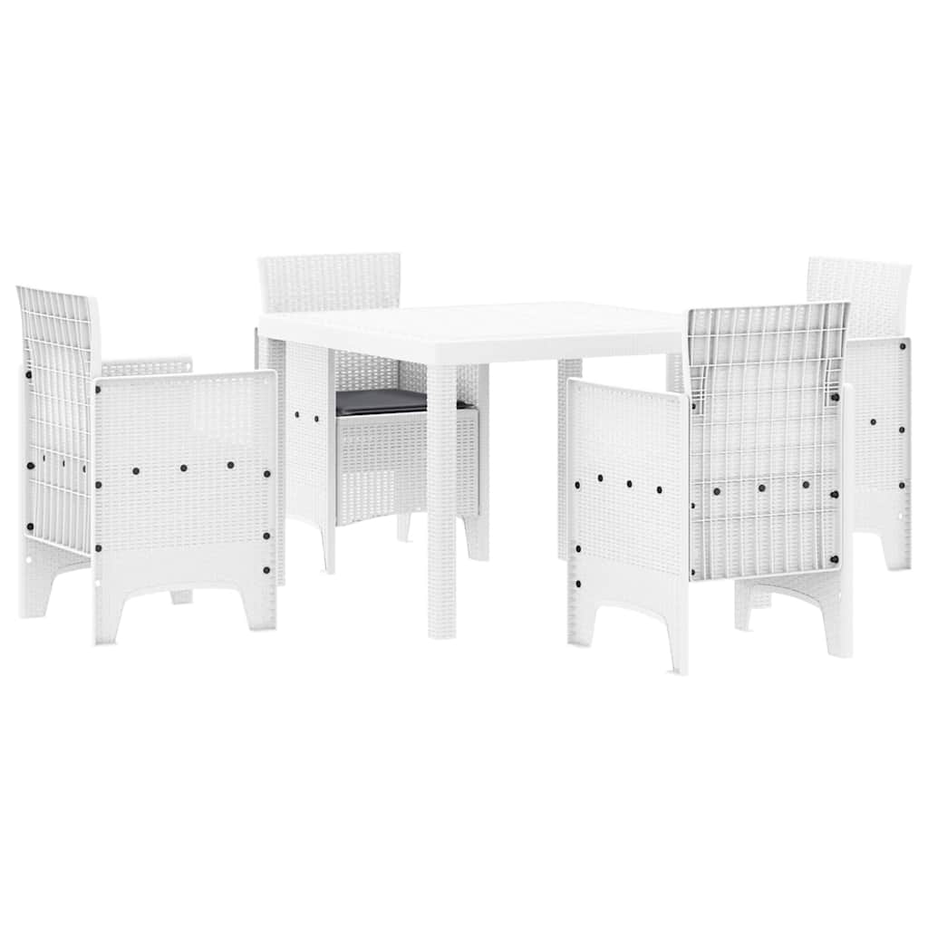Set da Pranzo per Giardino 5 pz Bianco Polipropilene