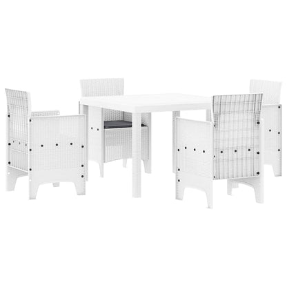 Set da Pranzo per Giardino 5 pcs Bianco Rattan Polt - homemem39