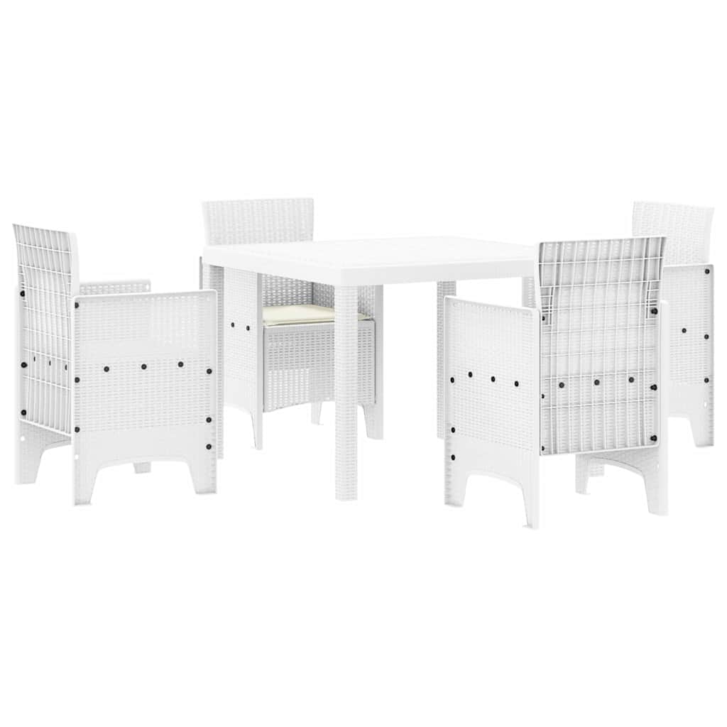 Set da Pranzo per Giardino 5 pcs Bianco Rattan Polt - homemem39