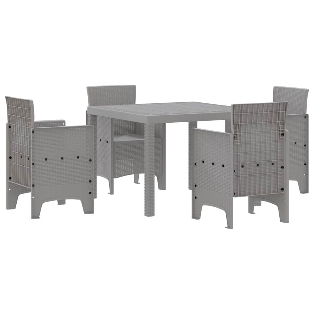 Set da Pranzo per Giardino 5 pcs Grigio chiaro Rattan Polt - homemem39