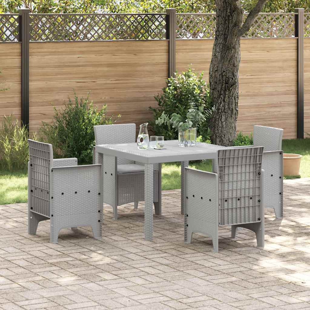 Set da Pranzo per Giardino 5 pcs Grigio chiaro Rattan Polt - homemem39