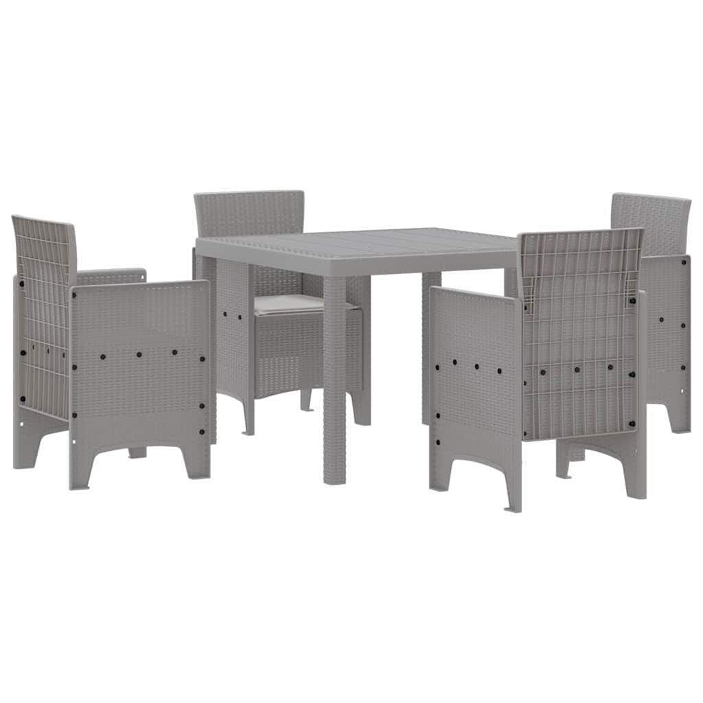 Set da Pranzo per Giardino 5 pcs Grigio chiaro Rattan Polt - homemem39