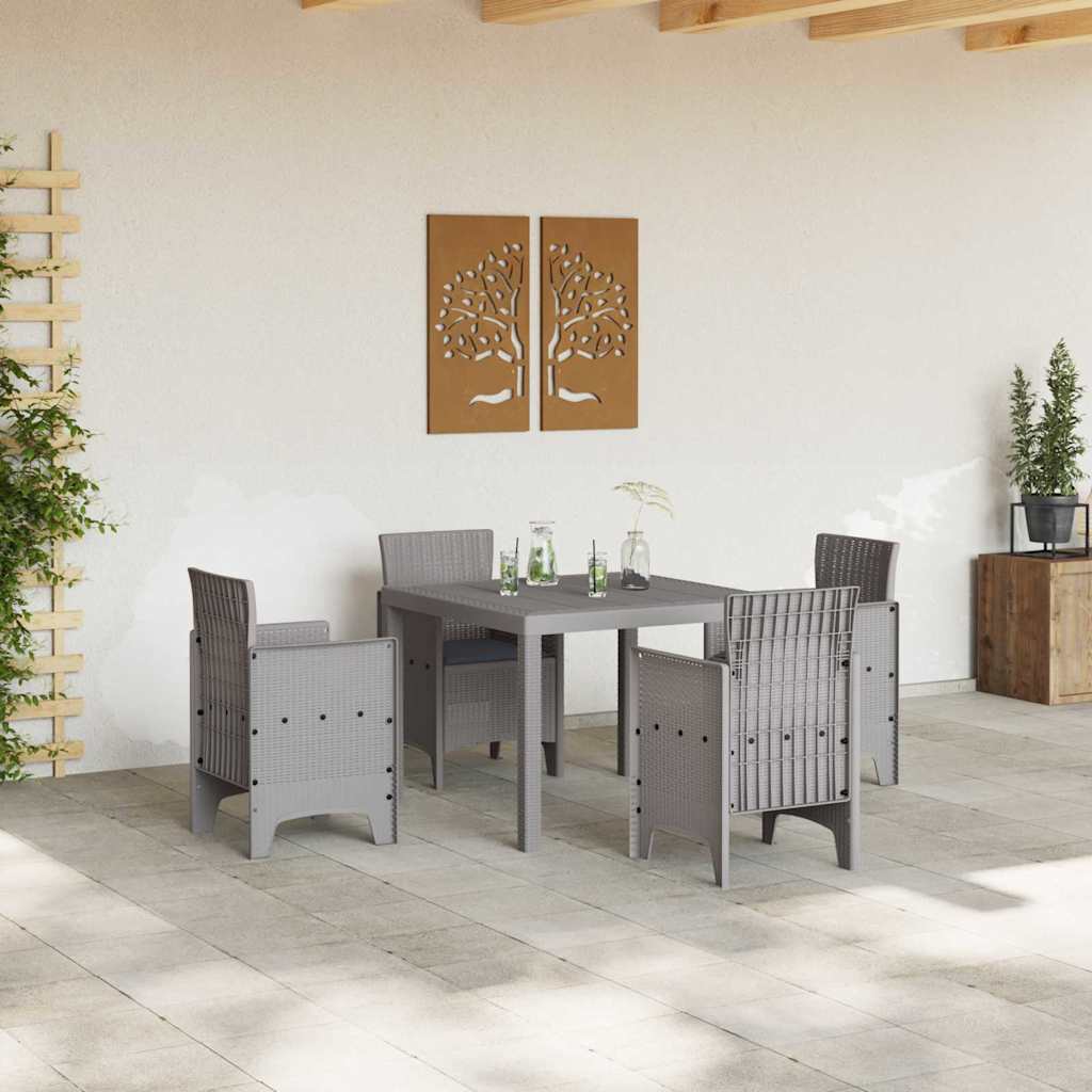 Set da Pranzo per Giardino 5 pz Grigio chiaro Polipropilene