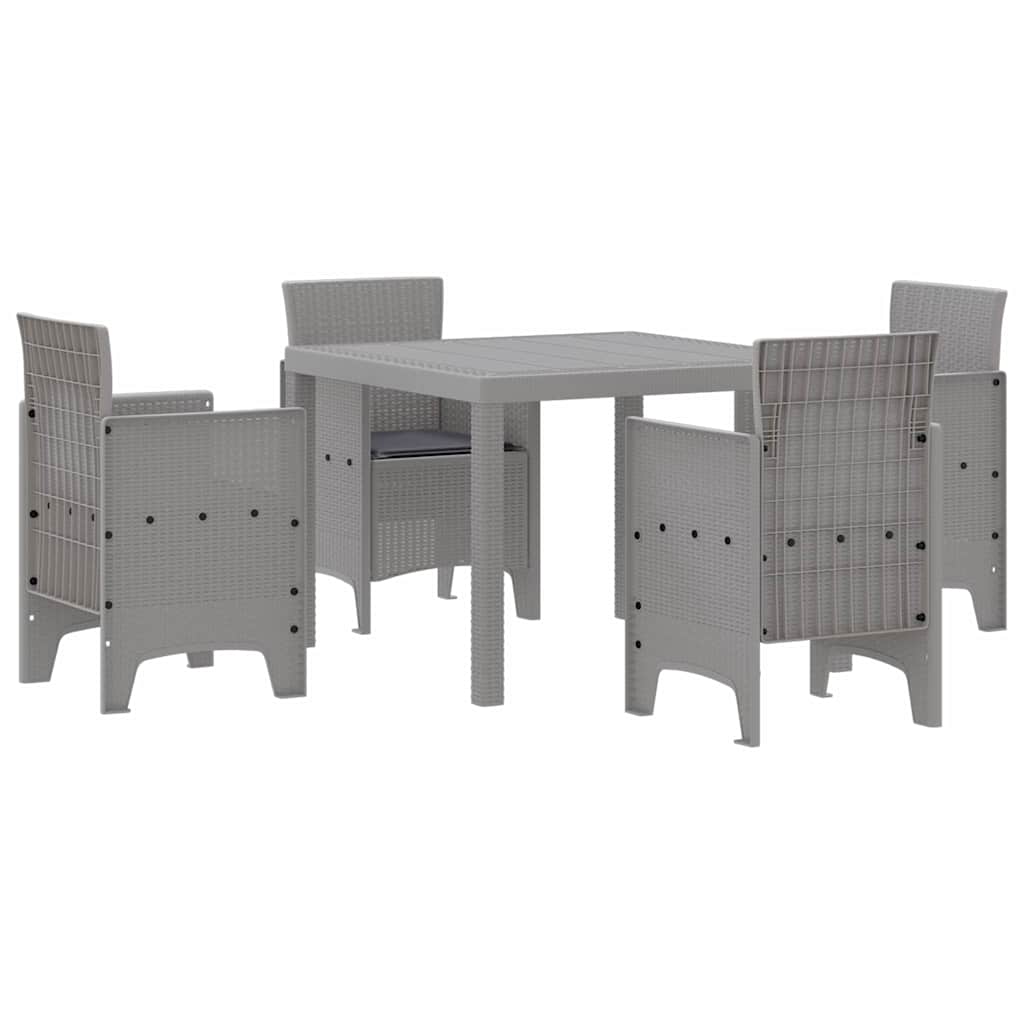 Set da Pranzo per Giardino 5 pcs Grigio chiaro Rattan Polt - homemem39