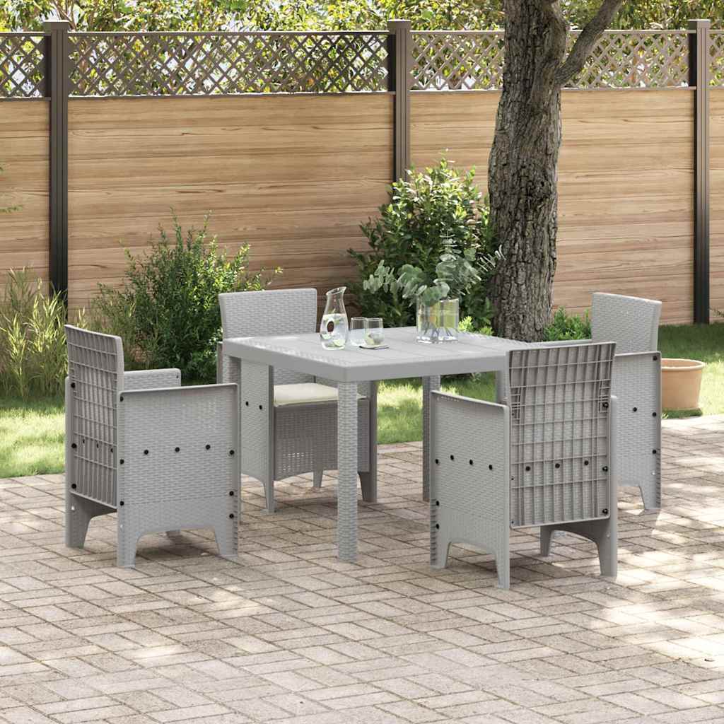 Set da Pranzo per Giardino 5 pz Grigio chiaro Polipropilene | homemem39